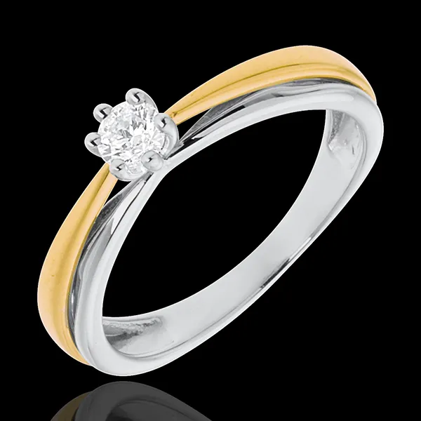 Solitaire double-arch white and yellow gold
