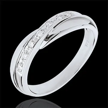 White gold wedding Ring - 7 diamonds - 18 carats