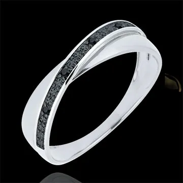 Alliance Saturne Duo - diamants - diamants noirs - or blanc 18 carats