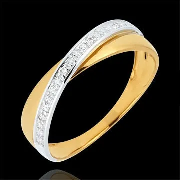 Saturn Duo Wedding Ring - diamonds - Yellow and White gold - 9 carat