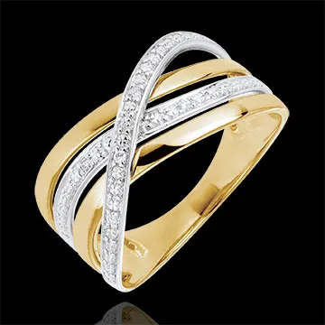 Bague Saturne Quadri or blanc et or jaune 18 carats