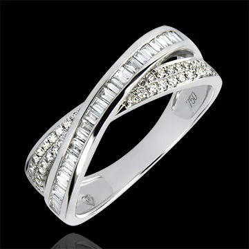 Wedding Ring Saturn - Diamonds Duet- white gold 18 carats and diamonds