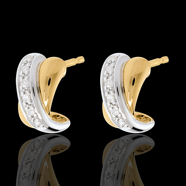 Tandem earrings paved yellow and white gold - 12 diamonds