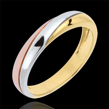 Saturn Trilogy Wedding Ring - three golds - 18 carat