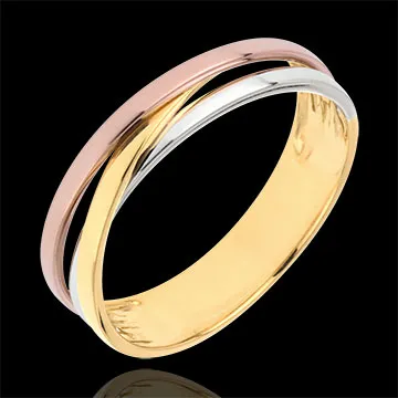 Wedding Ring Saturn Trilogy variation - three golds - 18 carat