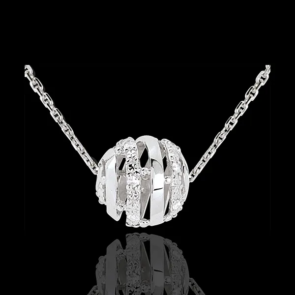 Collana Amore in gabbia - Oro bianco - 18 carati - 11 Diamanti