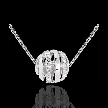 Collana Amore in gabbia - Oro bianco - 18 carati - 11 Diamanti