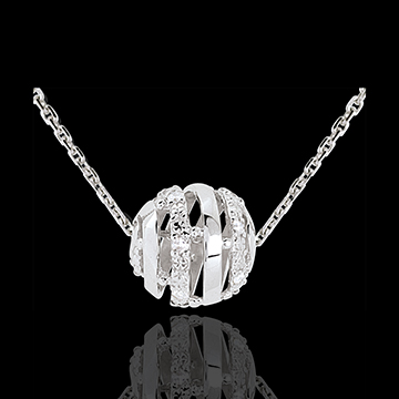 Collana Amore in gabbia - Oro bianco - 9 carati - 11 Diamanti