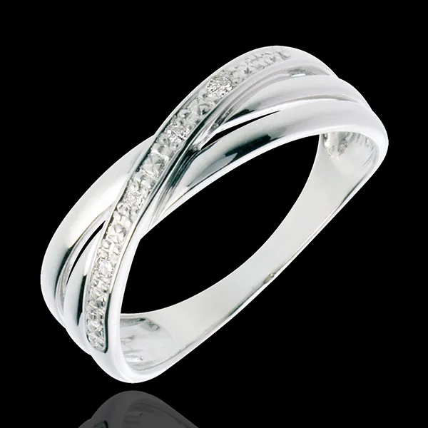 Anillo Saturno Dúo modificado - oro blanco 18 quilates - 4 diamantes