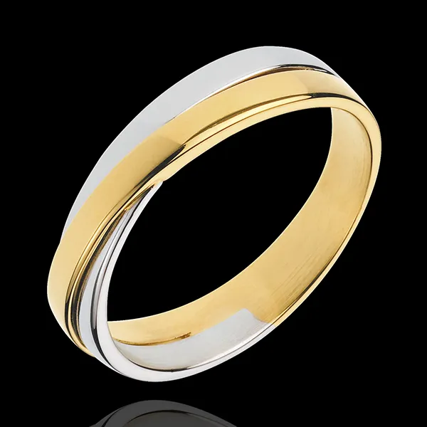 Fede Saturno Duetto - Oro giallo e Oro bianco - 18 carati