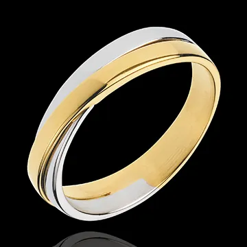 Fede Saturno Duetto - Oro giallo e Oro bianco - 18 carati