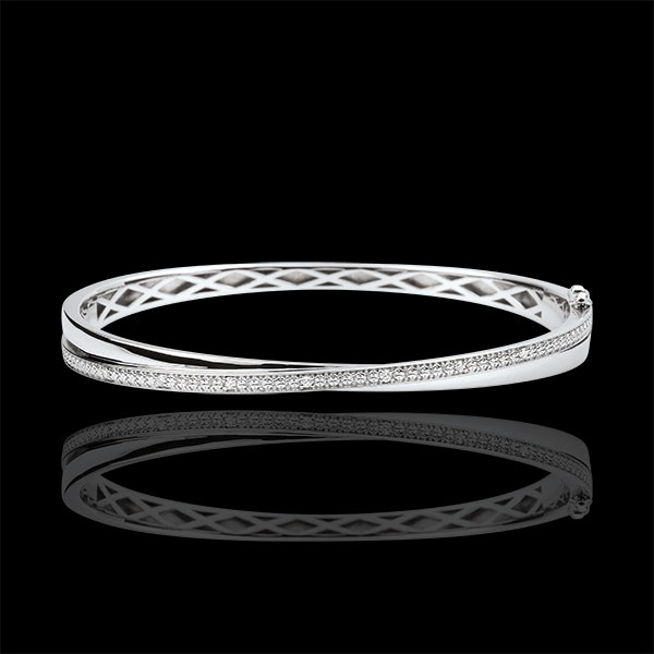 Pulsera Junco Saturno Dúo - diamantes - oro blanco 9 quilates
