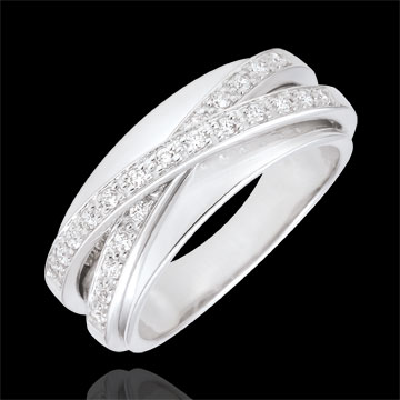 Anello Saturno Specchio - Oro bianco - 18 carati - 23 Diamanti - 0.21 carati