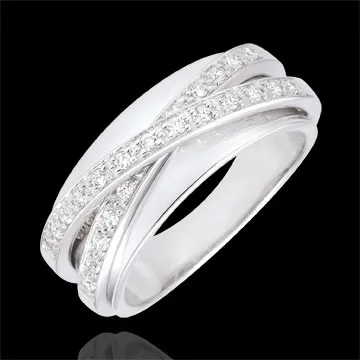 Anello Saturno Specchio - oro bianco - 23 diamanti - 9 carati