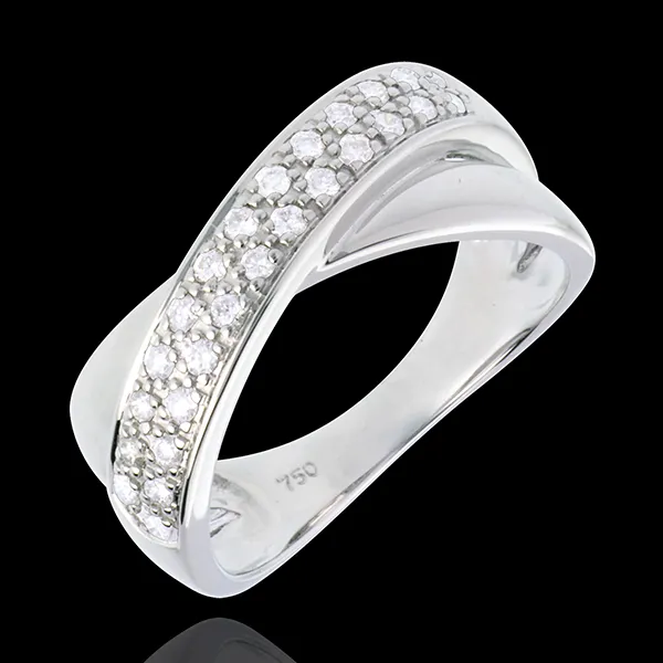 Anello Tandem - Oro bianco semi pavé - 18 carati - 26 Diamanti - 0.26 carati