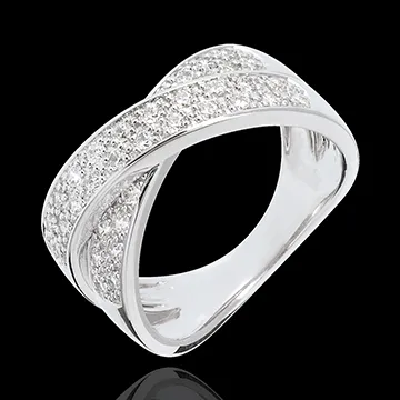 Anello Tandem pavé - Oro bianco - 18 carati - 36 Diamanti - 0.5 carati 