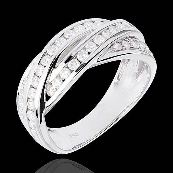 Anillo Destino - Trenzado - oro blanco empedrado 18 quilates - 40 diamantes 0.63 quilates