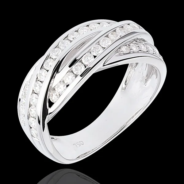 Anillo Destino - Trenzado - oro blanco empedrado 18 quilates - 40 diamantes 0.63 quilates 