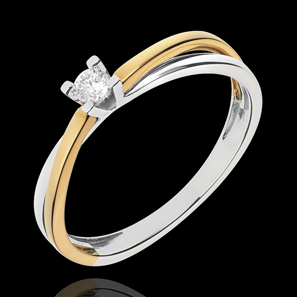 Solitario Dúo - oro amarillo y oro blanco 18 quilates