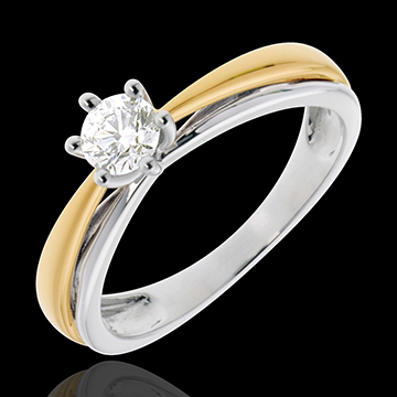 Solitario arco oro blanco-oro amarillo - 0.34 quilates