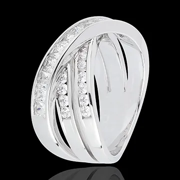 Anillo Gran Saturno - oro blanco 18 quilates y diamantes