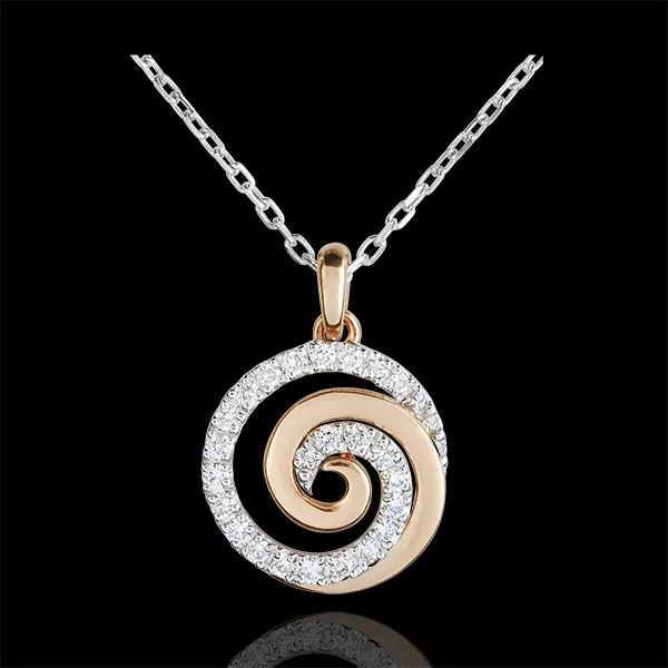 Colgante Espiral de Amor - oro blanco y oro rosa 9 quilates y diamantes