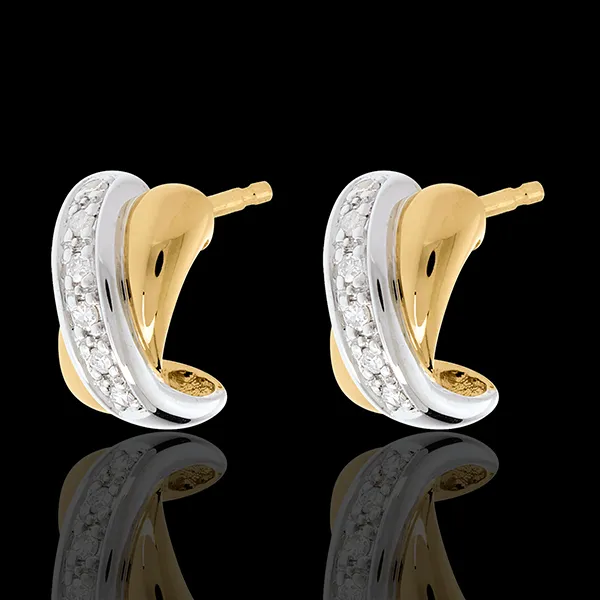 Pendientes Tandem - oro amarillo y oro blanco 18 quilates - 12 diamantes