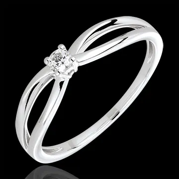 Anello Solitario Ella- Oro bianco - 18 carati - 1 Diamante