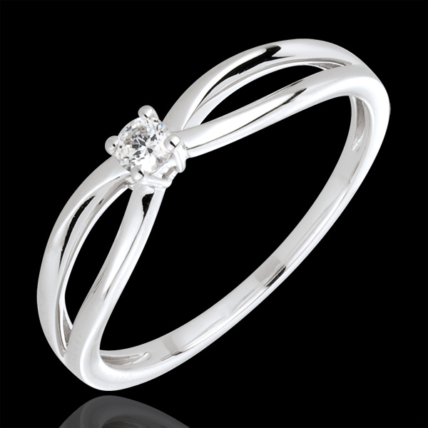 Anillo Solitario Ella - oro blanco 18 quilates y diamante