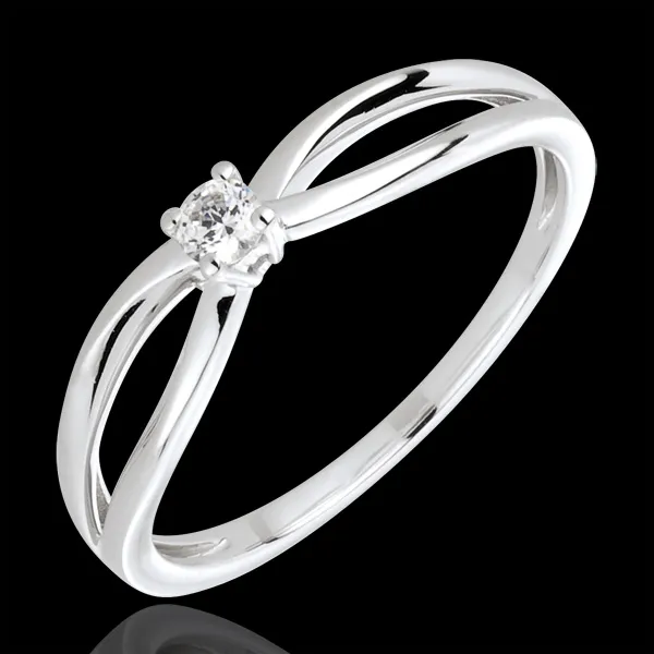 Anillo Solitario Ella - oro blanco 18 quilates y diamante