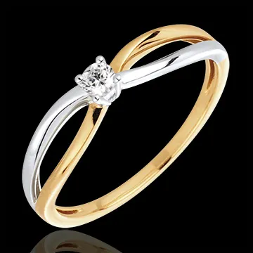 Anillo Solitario Ella - oro amarillo y oro blanco 18 quilates y diamante