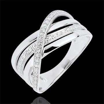 Anello Saturno Quadri - oro bianco - diamanti - 18 carati.