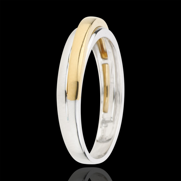 Fede nuziale Atlas - Oro bianco e Oro giallo - 9 carati