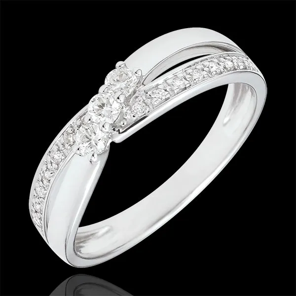 Anillo Trilogía Nido Precioso - Auréa - oro blanco 18 quilates - diamante 0.18 quilate