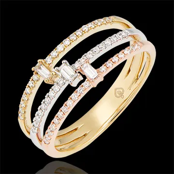 Anello Trilogia - 3 ori 18 carati e diamanti