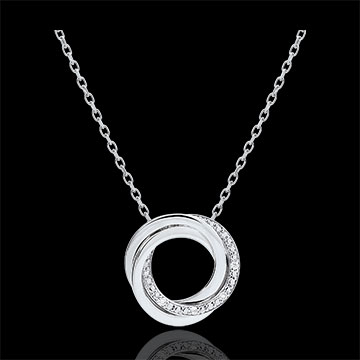 Collana Saturno - Oro bianco e Diamanti - 9 carati