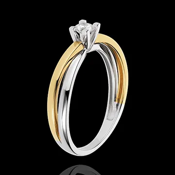 Solitario Dúo - oro amarillo y oro blanco 18 quilates