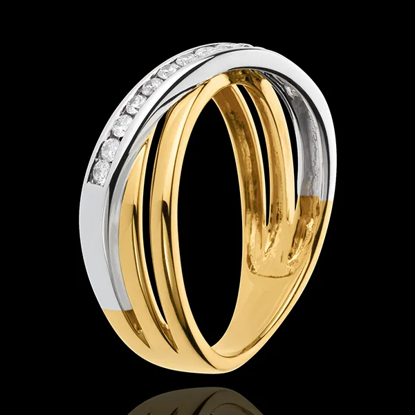 Anello Triaz - Oro bianco e Oro giallo - 18 carati - 14 Diamanti - 0.21 carati
