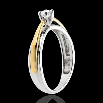 Solitario Arco - oro blanco y oro amarillo 18 quilates