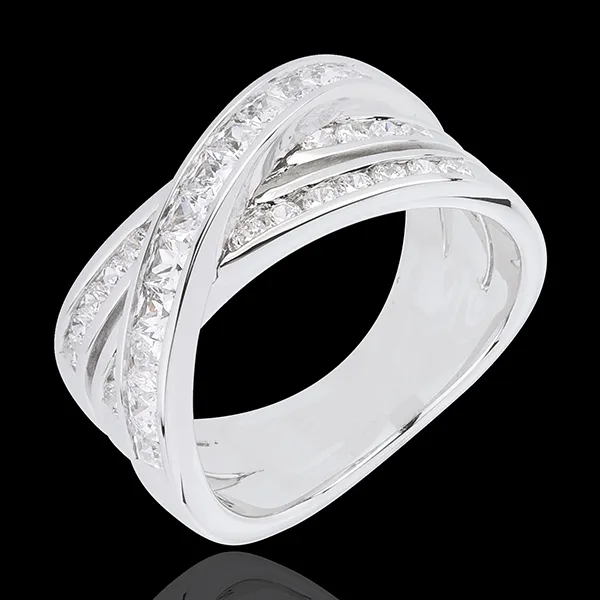 Anillo Gran Saturno - oro blanco 18 quilates y diamantes