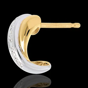 Orecchini Tandem pavé - Oro giallo e Oro bianco - 18 carati - 12 Diamanti