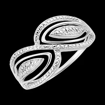 Anello Saturno - Splendore Infinito - oro bianco 9 carati e diamanti