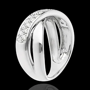 Ring Tandem - 18 karaat witgoud half pavézetting - 0.26 karaat - 26 Diamanten