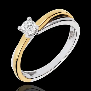 Solitaire Duetino - 18 karaat witgoud en geelgoud - 0.23 karaat