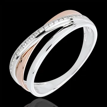 Ring Ringen variatie - 18 karaat roségoud en witgoud met diamanten