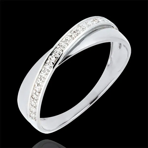 Trouwring Saturnus Duo - Diamanten - 9 karaat witgoud