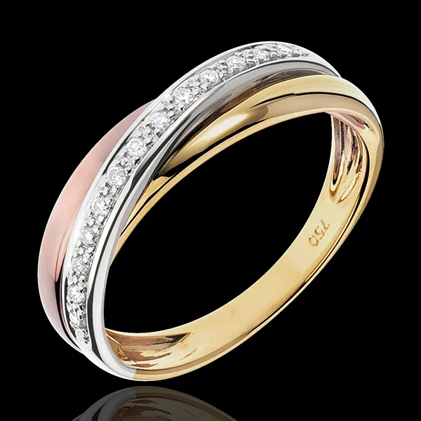 Ring Saturnus Diamant - 3 goudkleuren - 18 karaat