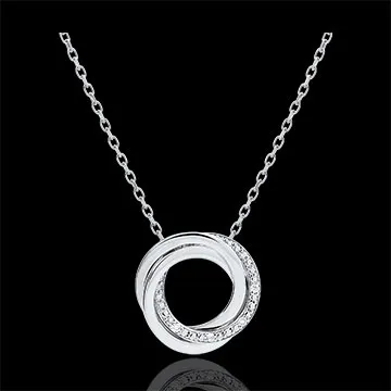 Halsketting Saturnus - 9 karaat witgoud - Diamanten