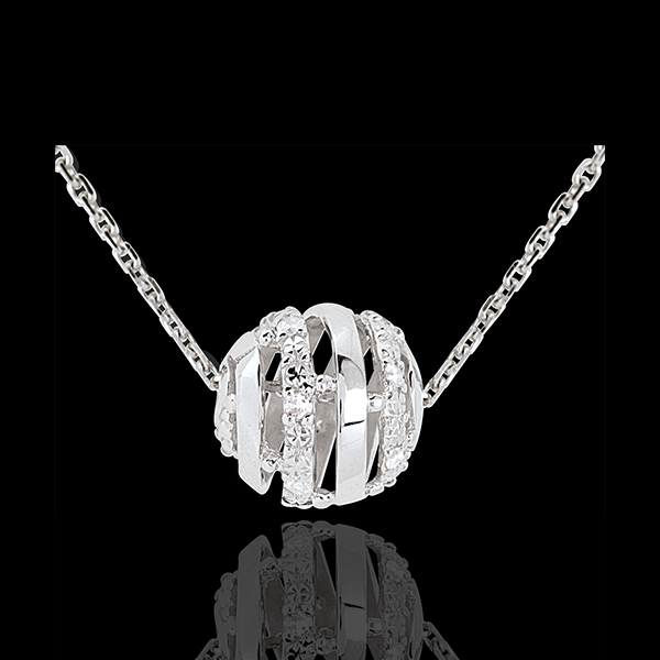 Halsketting ondersteund Liefde 9 karaat witgoud - 11 Diamanten - 45 Diamanten