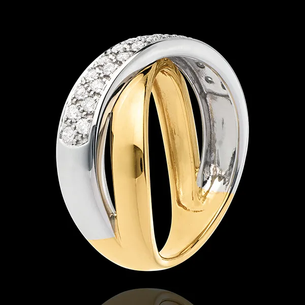 Ring Tandem pavézetting - 0.26 karaat - 26 Diamanten - 18 karaat witgoud en geelgoud